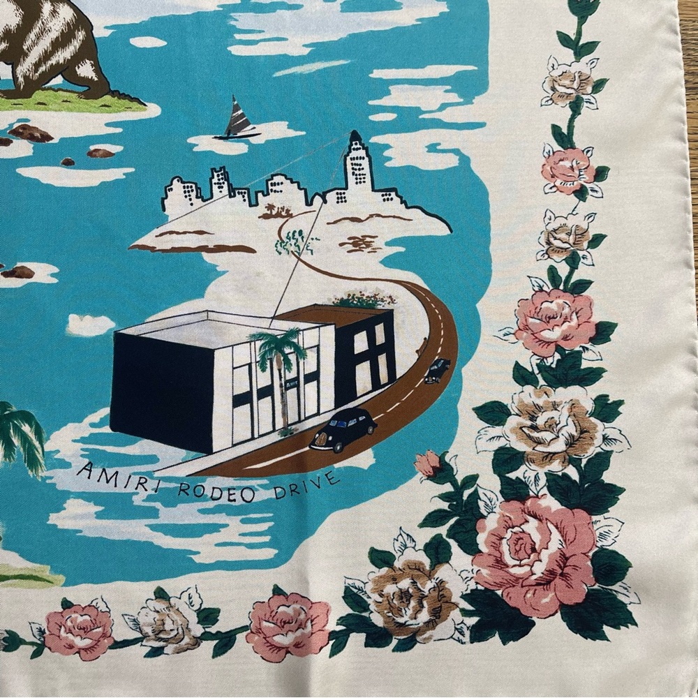 AMIRI California Hawaiian Map White Multi Silk Scarf Size One Size - Picture 5 of 10